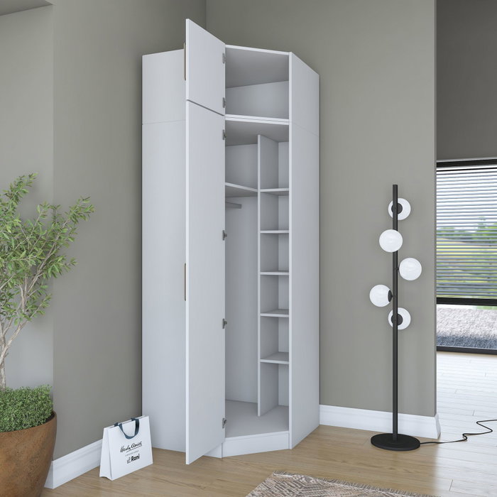 Hanah Home Armario Blanco con Estanterías Hanah Home Armario Blanco con Estanterías